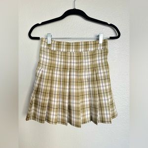 Green & White Plaid Pleated Skirt - American Threads